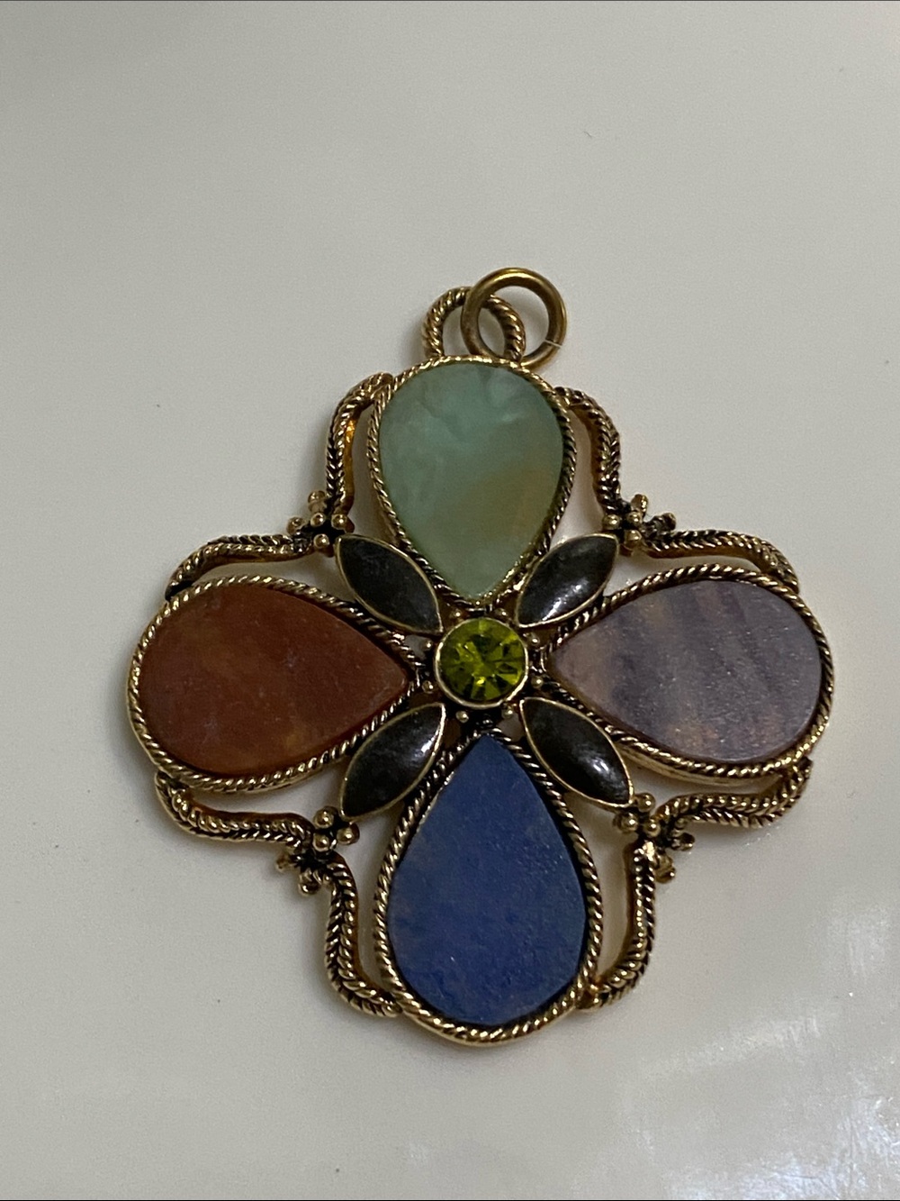 Monet Multicolor Teardrop Flower Pendant